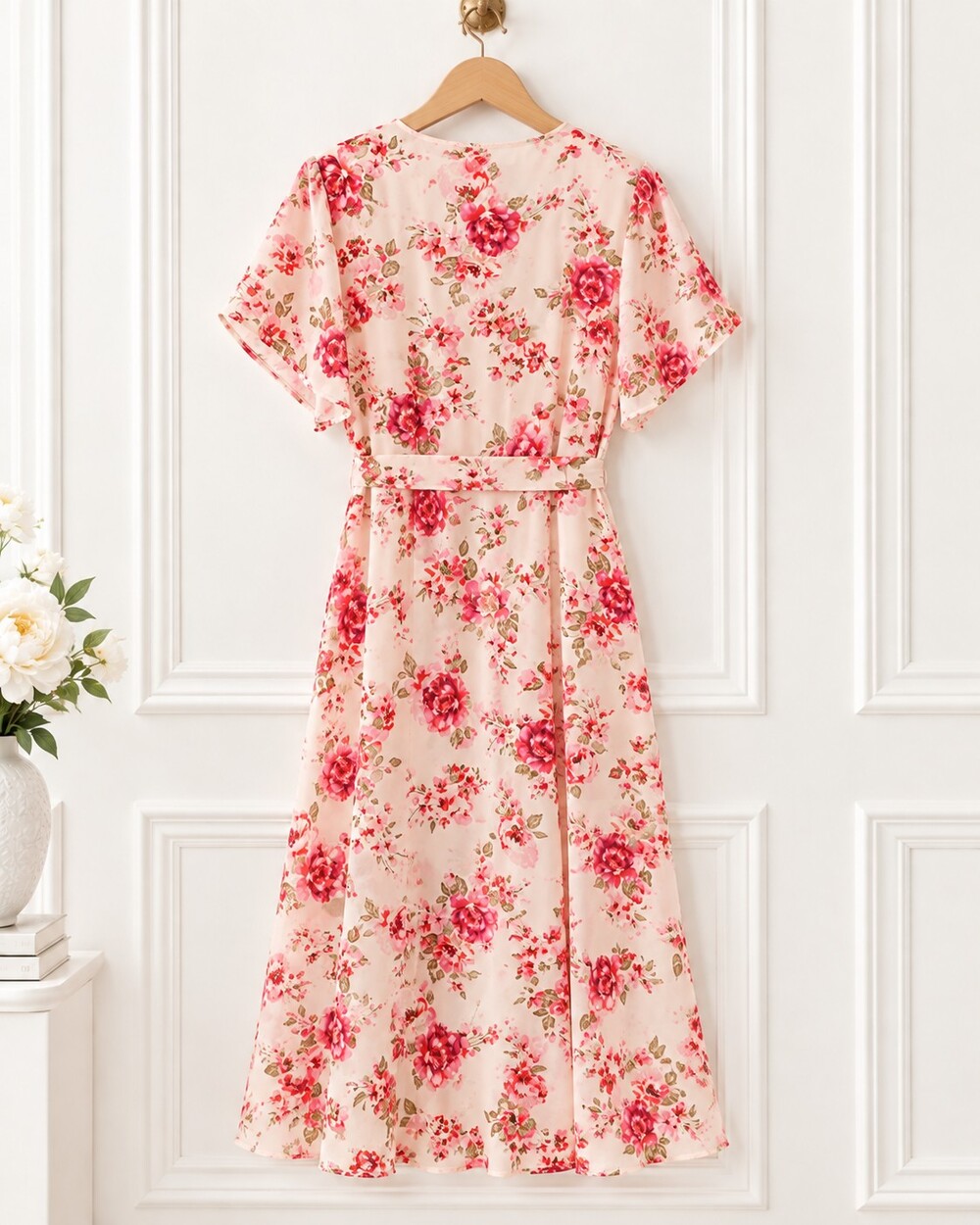 New Look Pink Floral High Low Wrap Maxi Dress Romantic Feminine | Size XL - Picture 6 of 9